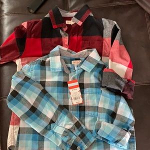 2 Cat & Jack long sleeve button up Sz 8/10